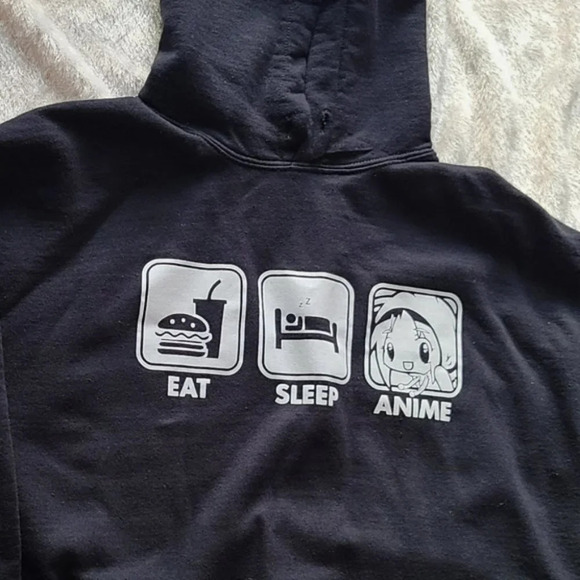 EAT, SLEEP, ANIME pullover hoodie, Size M - Picture 2 of 7